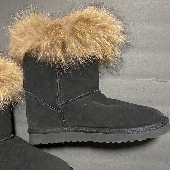 Ugg Lisa Classic Mongolian Curly Sheepskin Cuff 1875 Boots Black Size 10 - Picture 2 of 8